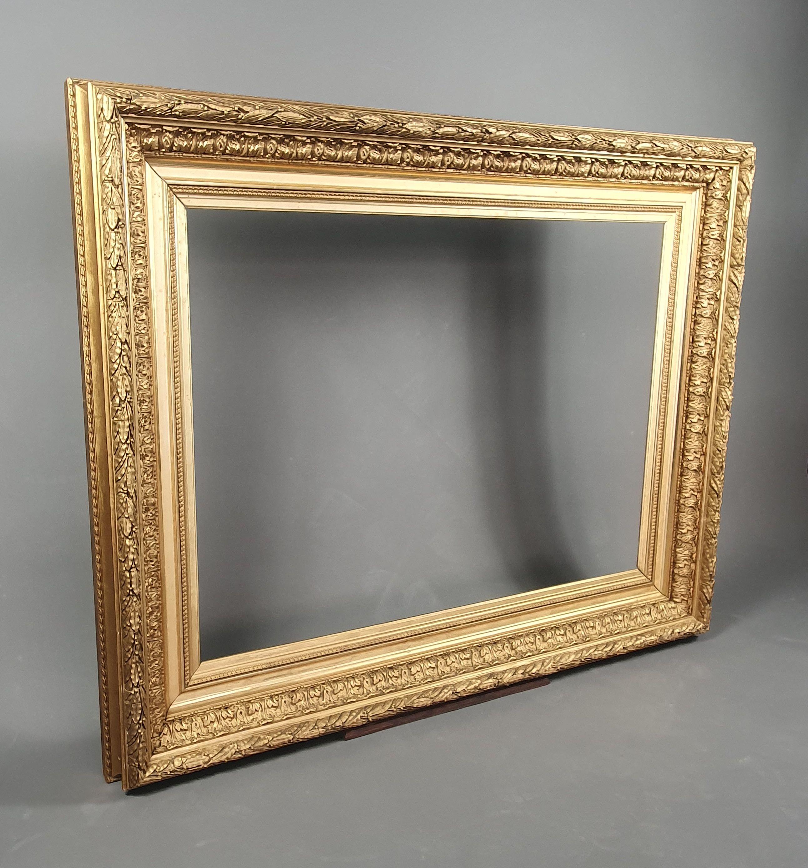 Giltwood Large Napoleon III Frame in Wood and Gilded Stucco For Sale