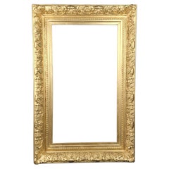 Antique Large Napoleon III Frame In Wood And Gilded Stucco
