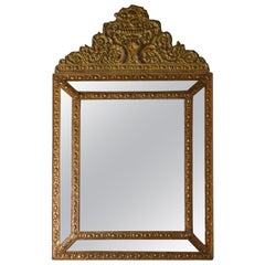 Large Napoleon III French Brass Cushion Mirror