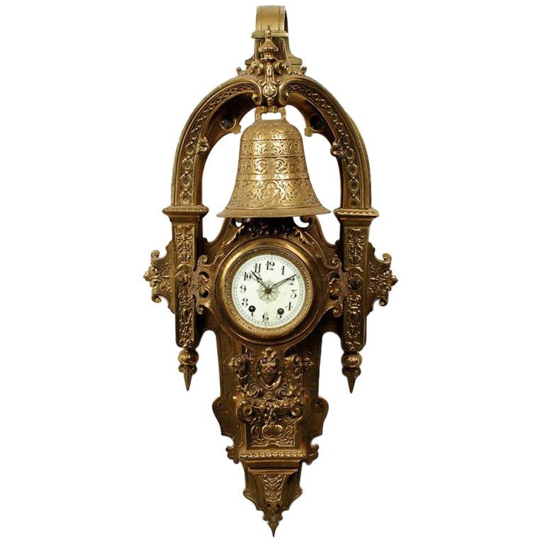 Large Napoleon III Gilt Bronze Cartel Clock