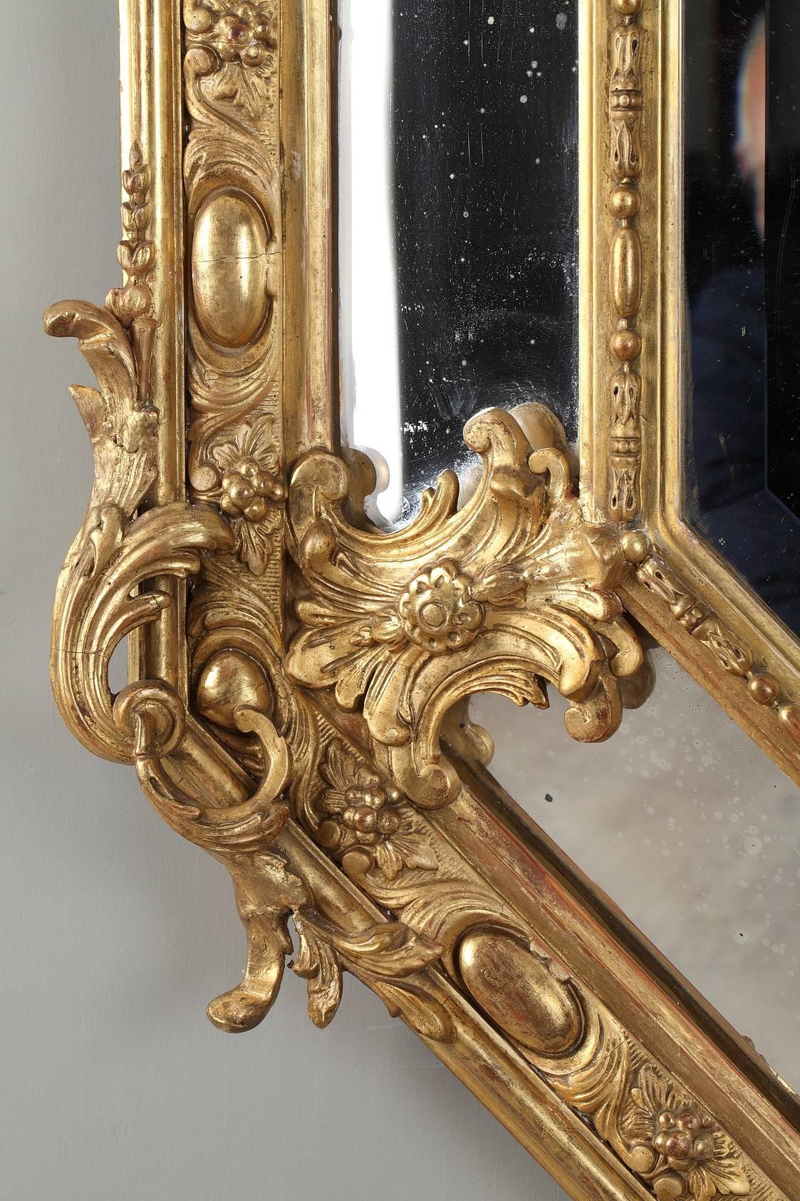 French Large Napoleon III Giltwood and Stucco Mirror