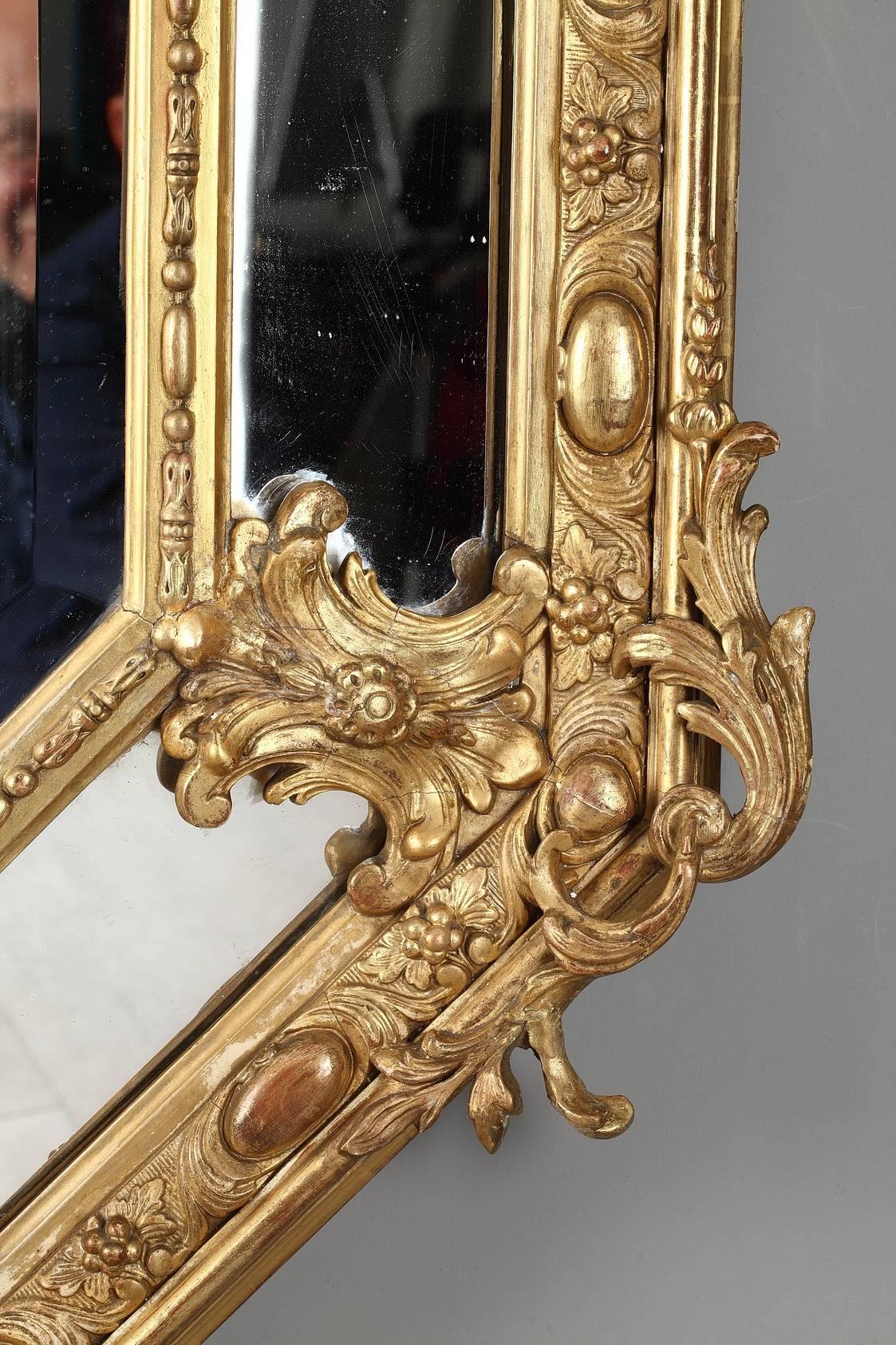 19th Century Large Napoleon III Giltwood and Stucco Mirror