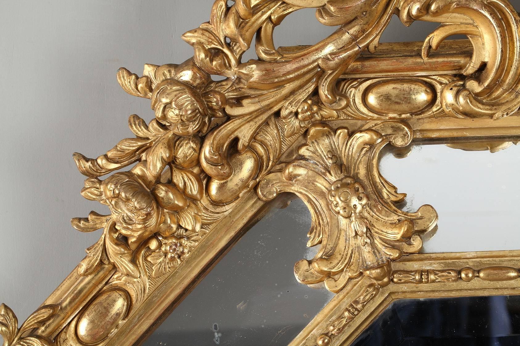 Large Napoleon III Giltwood and Stucco Mirror 1