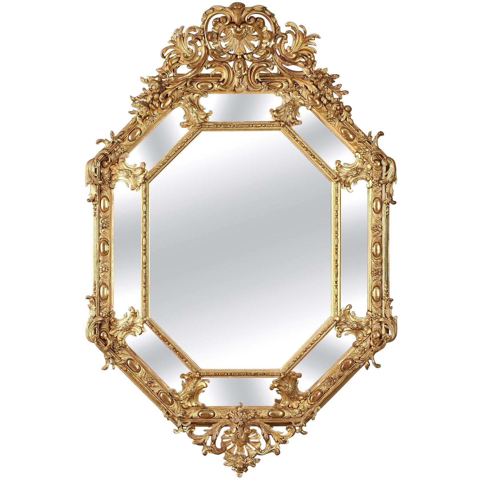 Large Napoleon III Giltwood and Stucco Mirror