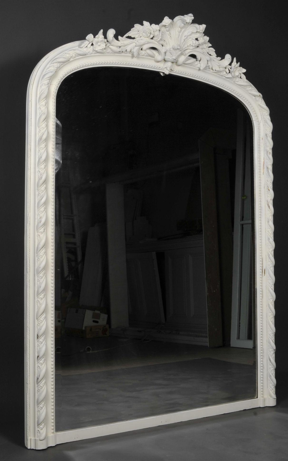 Large Napoleon III Mirror in Lacquered Wood and Stucco 1