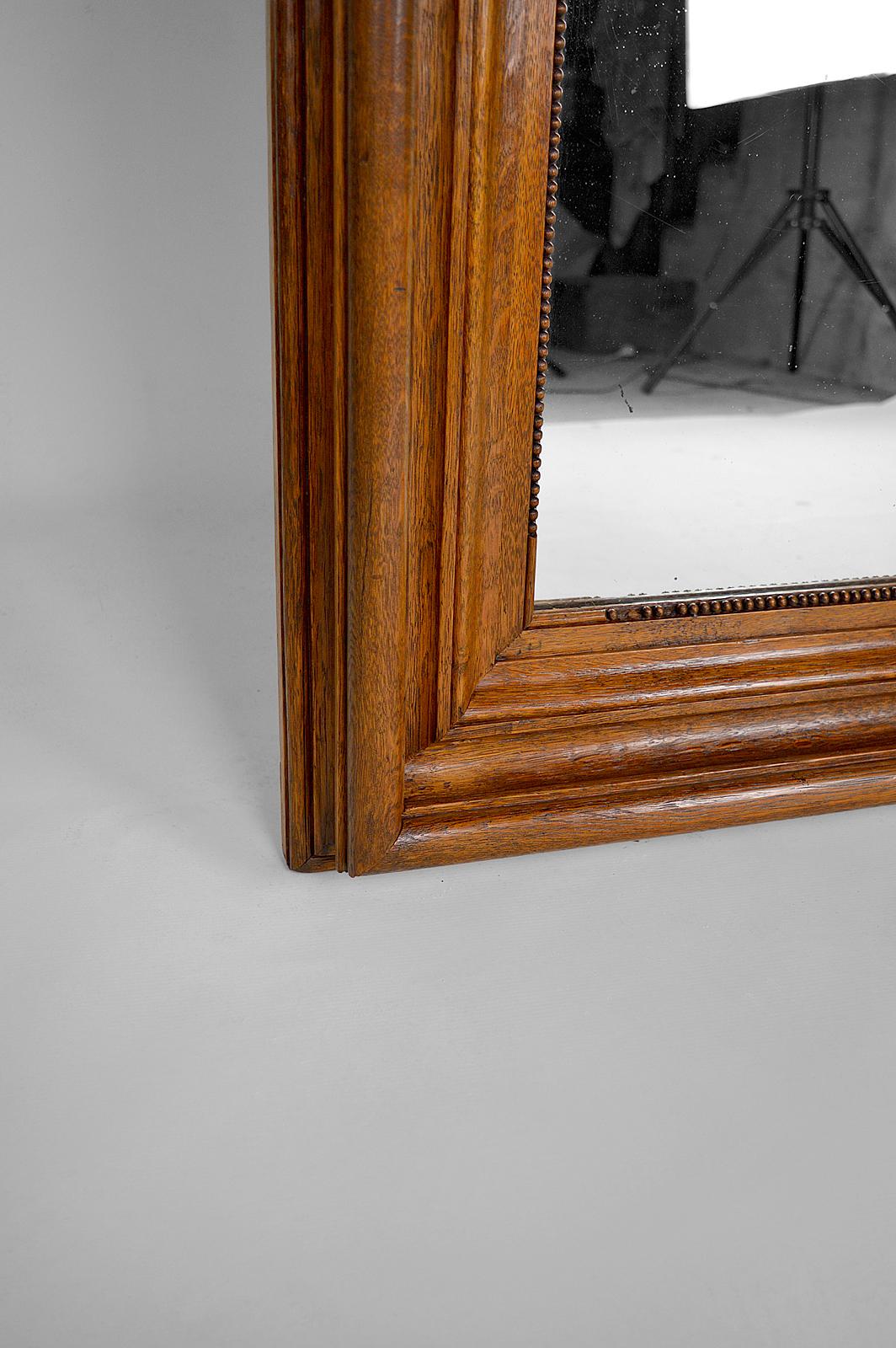 Large Napoleon III Mirror in Molded Oak, France, circa 1860 For Sale 7