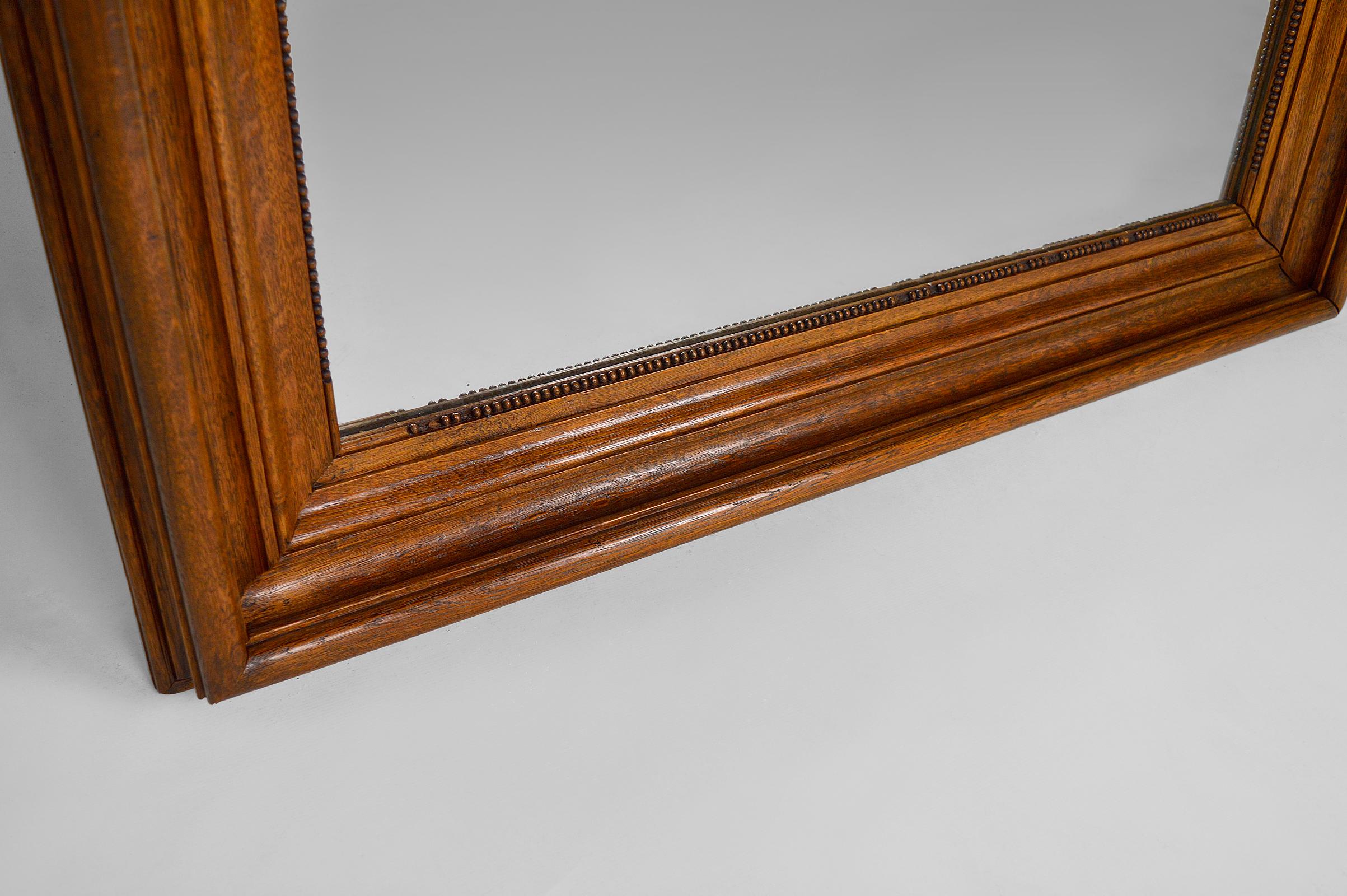 Large Napoleon III Mirror in Molded Oak, France, circa 1860 For Sale 8