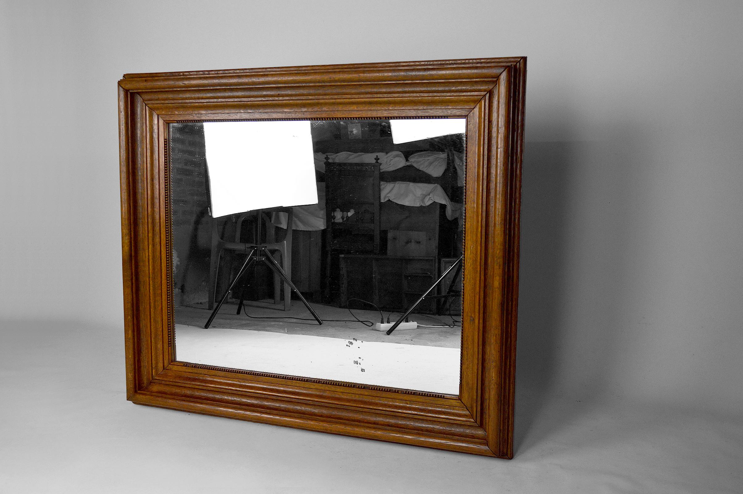 Francese Grande specchio Napoleone III in Oak modellato, Francia, circa 1860 in vendita