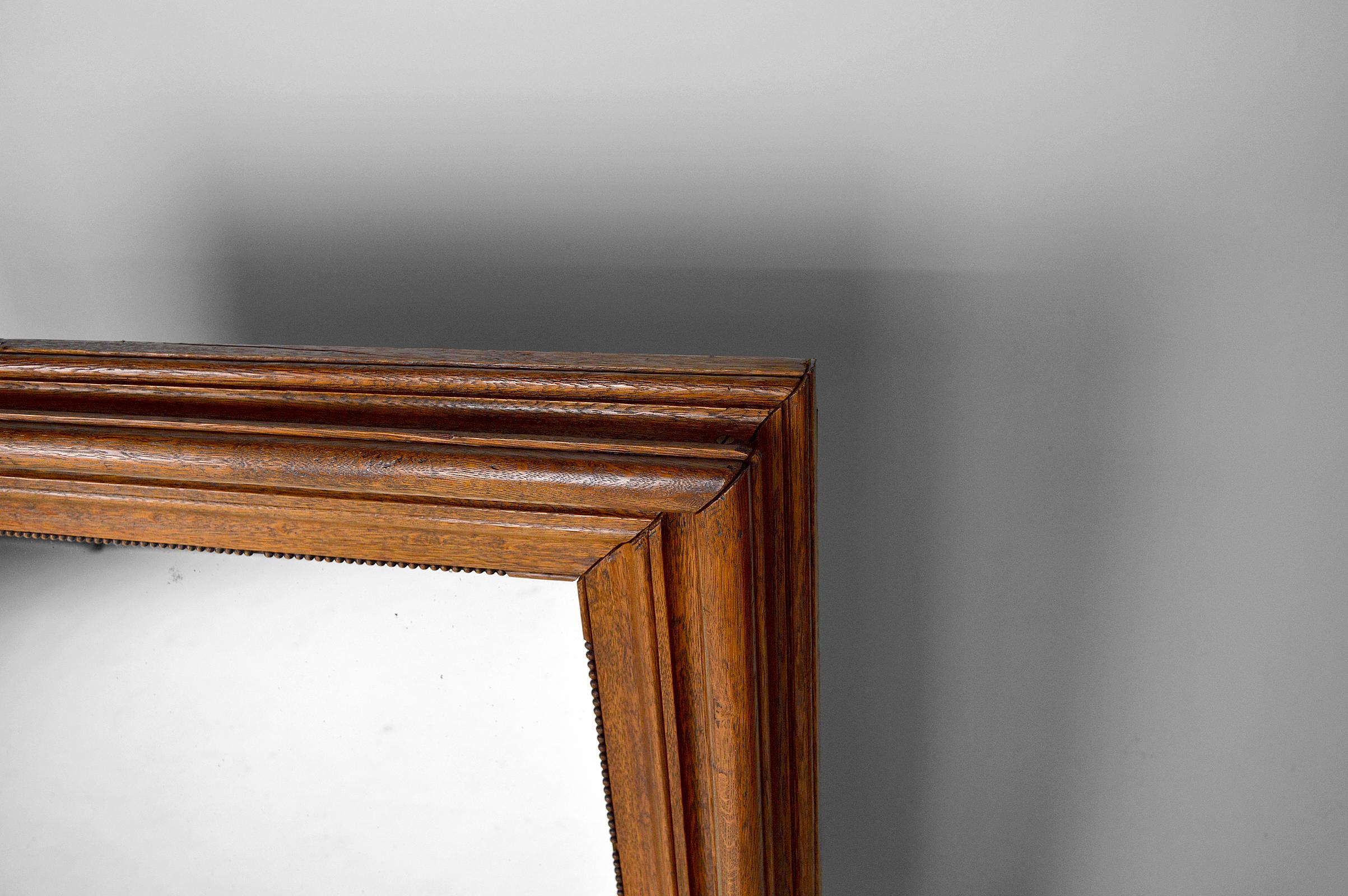 Large Napoleon III Mirror in Molded Oak, France, circa 1860 For Sale 2
