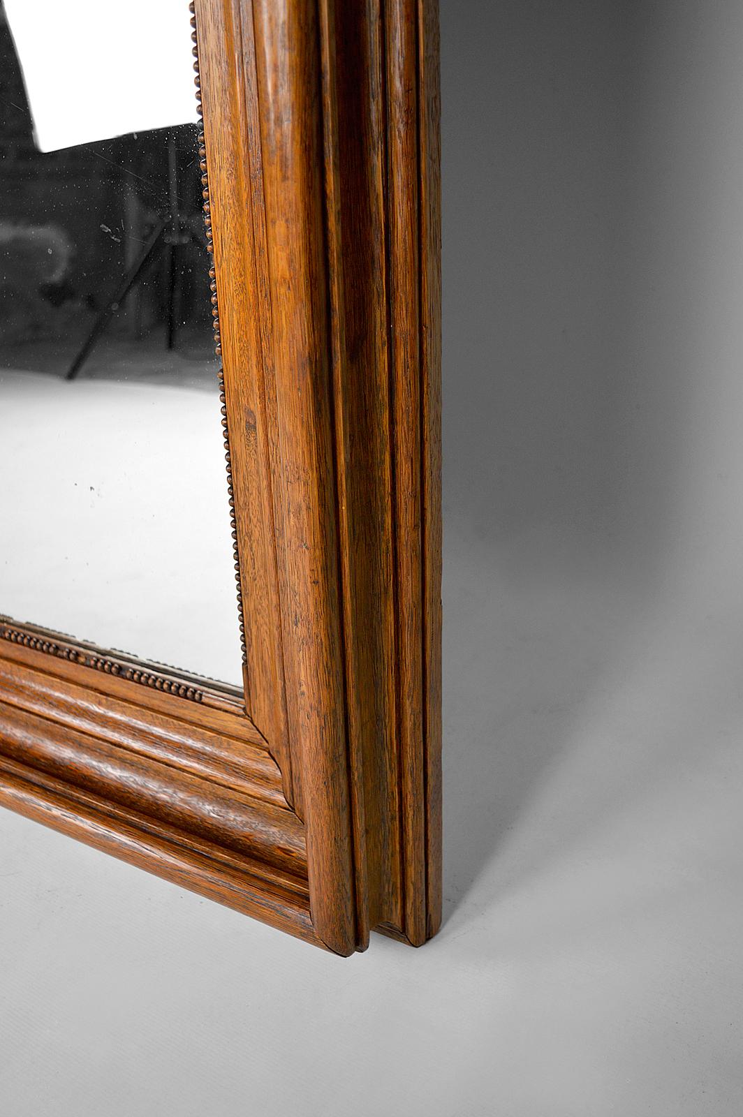 Large Napoleon III Mirror in Molded Oak, France, circa 1860 For Sale 3