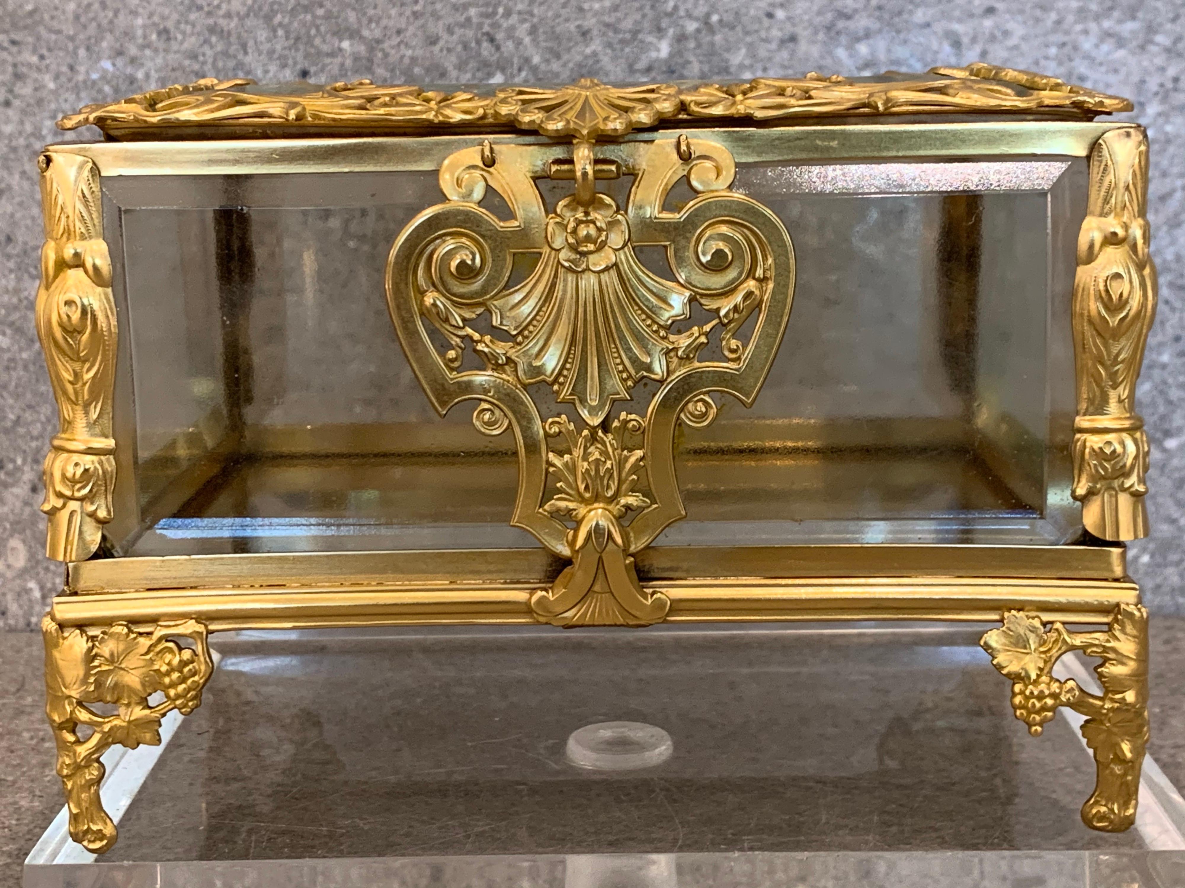 Large Napoleon III Ormolu Mounted Glass Casket / Box French For Sale 1