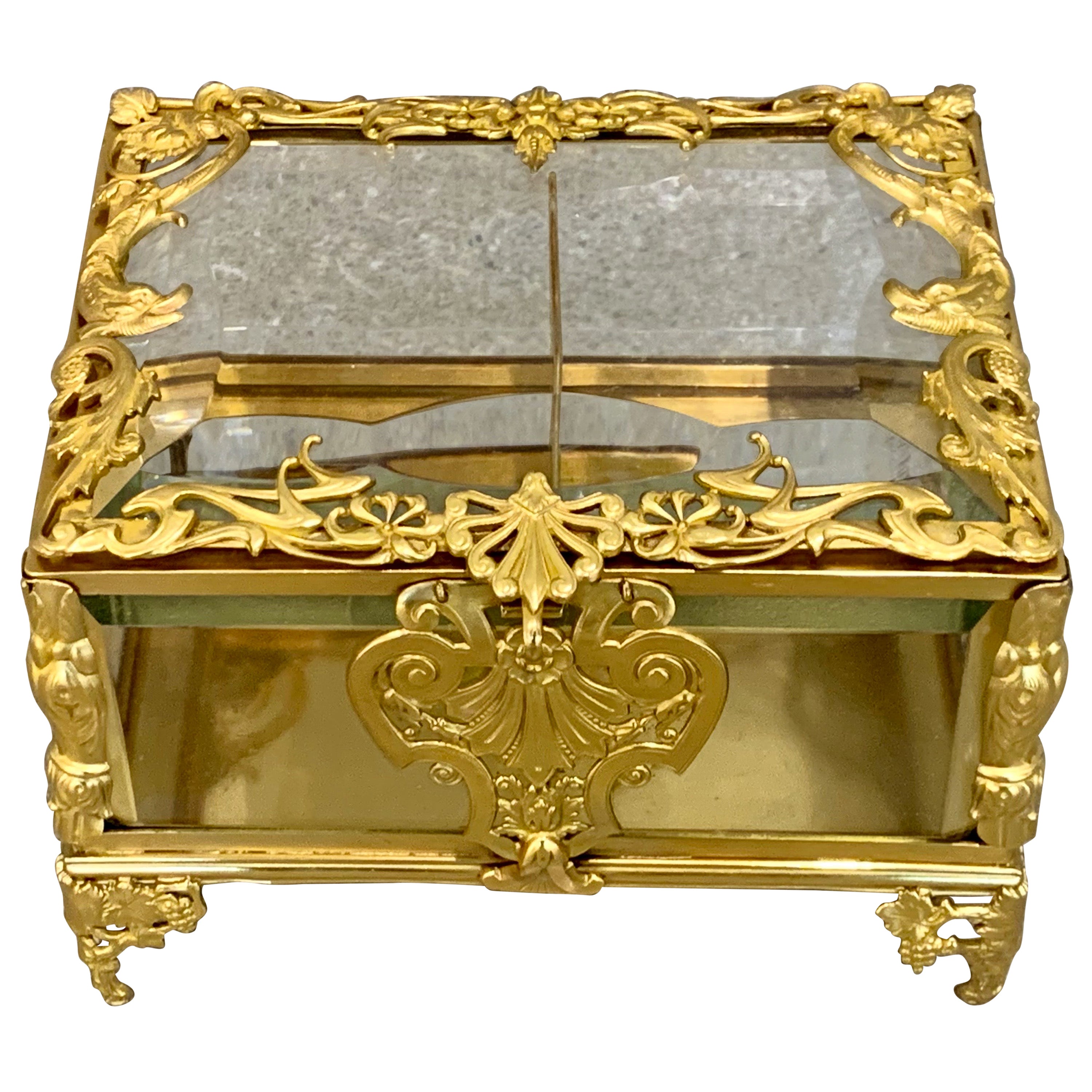 Große Napoleon III Ormolu montiert Glas Schatulle / Box Französisch