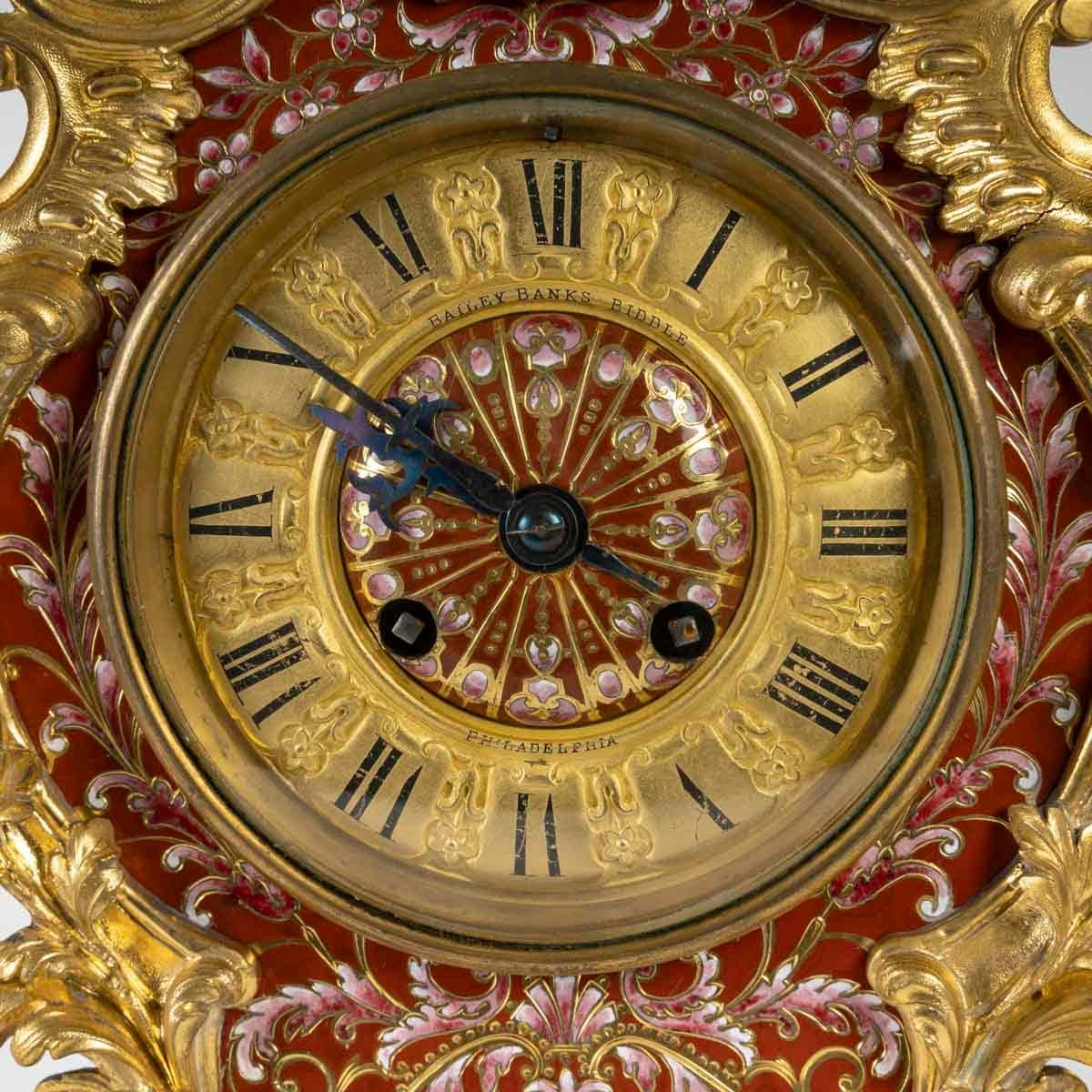 French Large Napoleon III Period Gilt Bronze Mantel Set,  19th Century For Sale