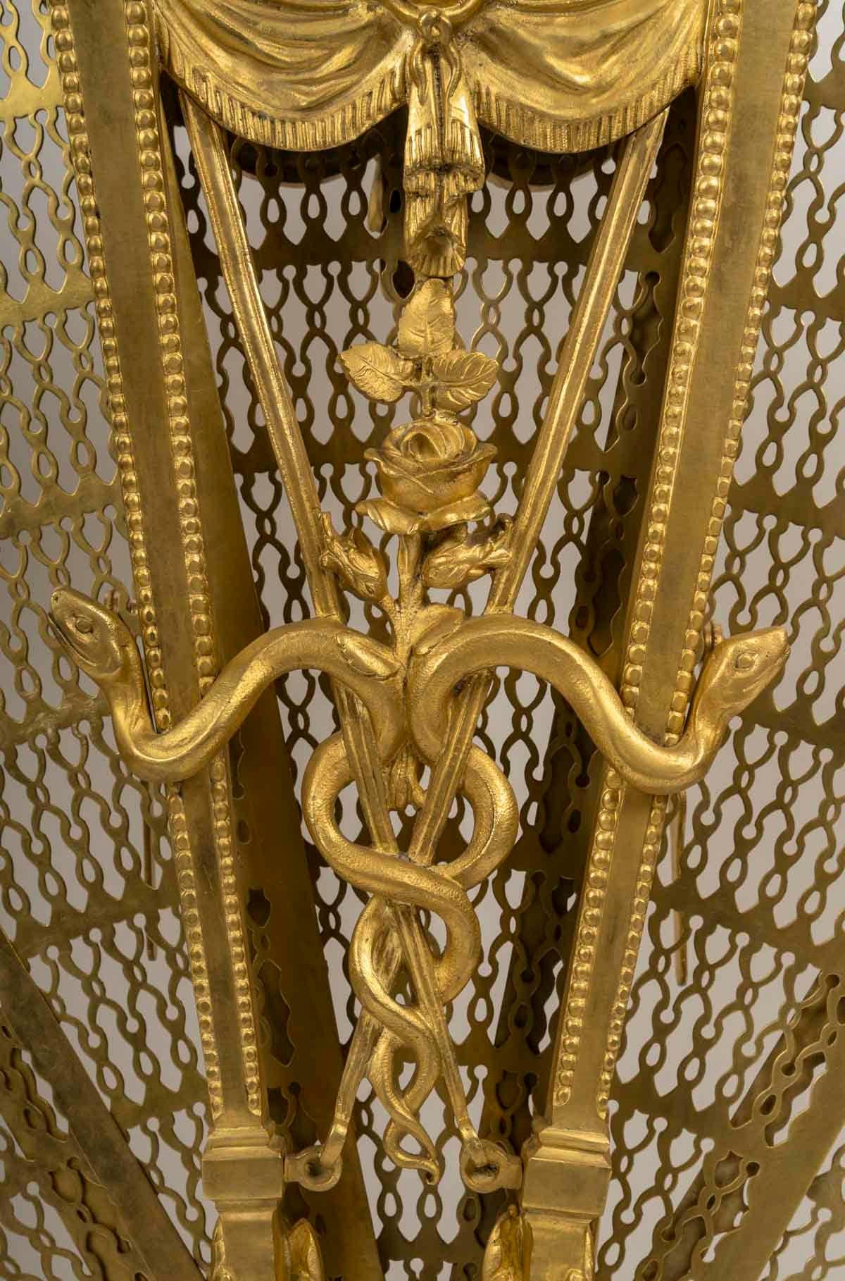 French Large Napoleon III Period Ormolu Fire Screen. For Sale