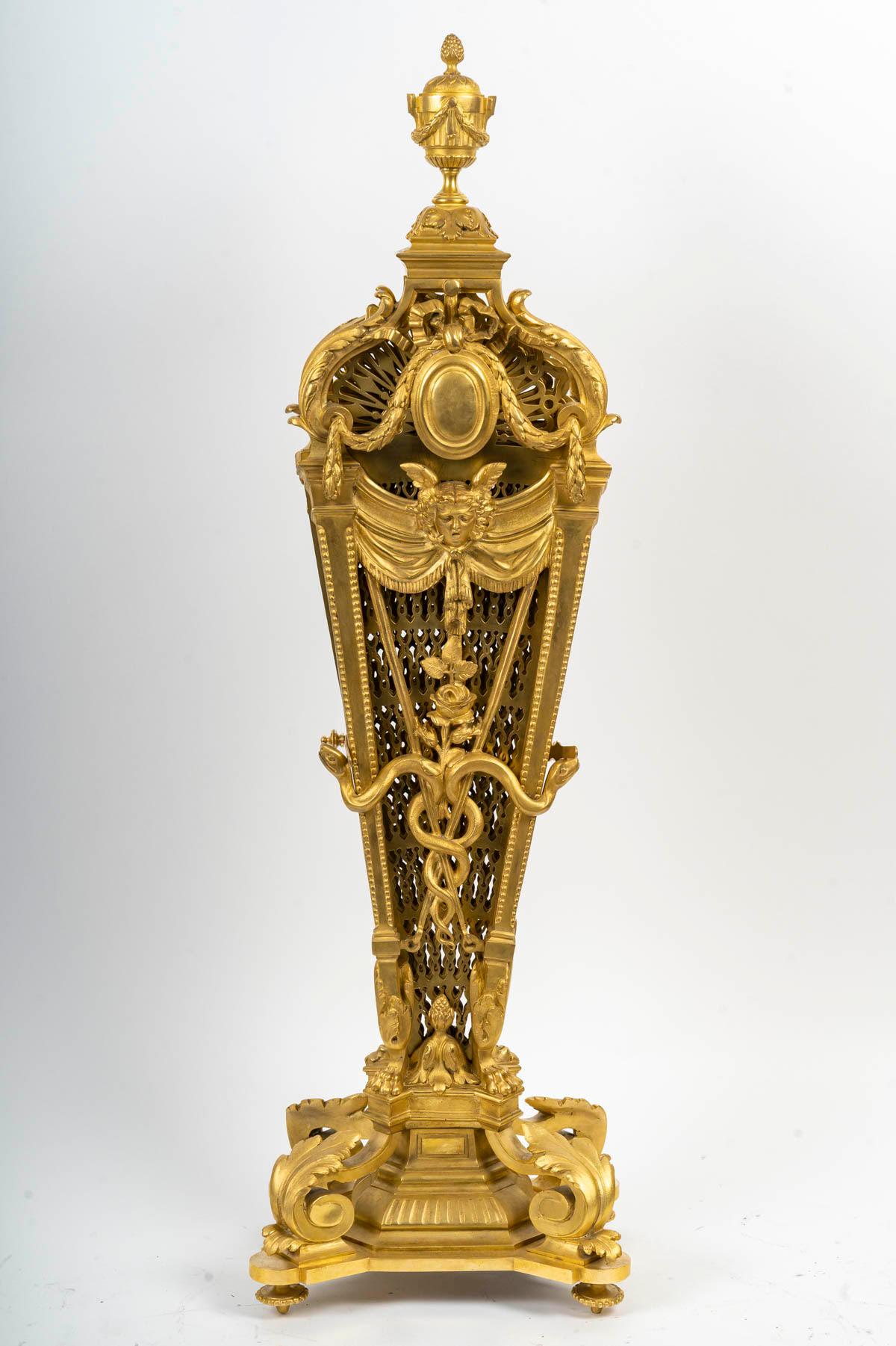 Bronze Large Napoleon III Period Ormolu Fire Screen. For Sale