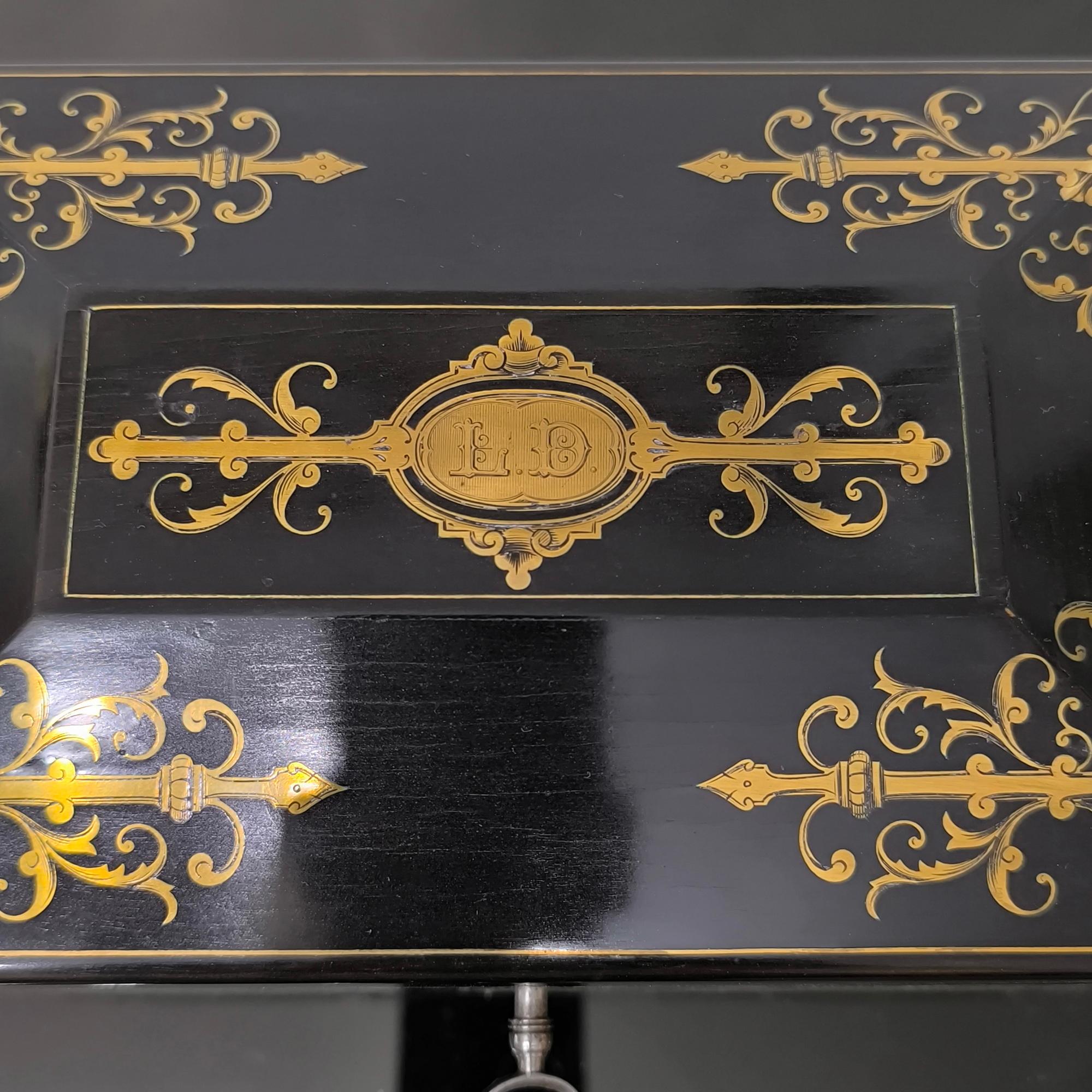 Große rechteckige Schmuckschatulle Napoleon III. gestempelt TAHAN Lieferant des Kaisers im Angebot 4
