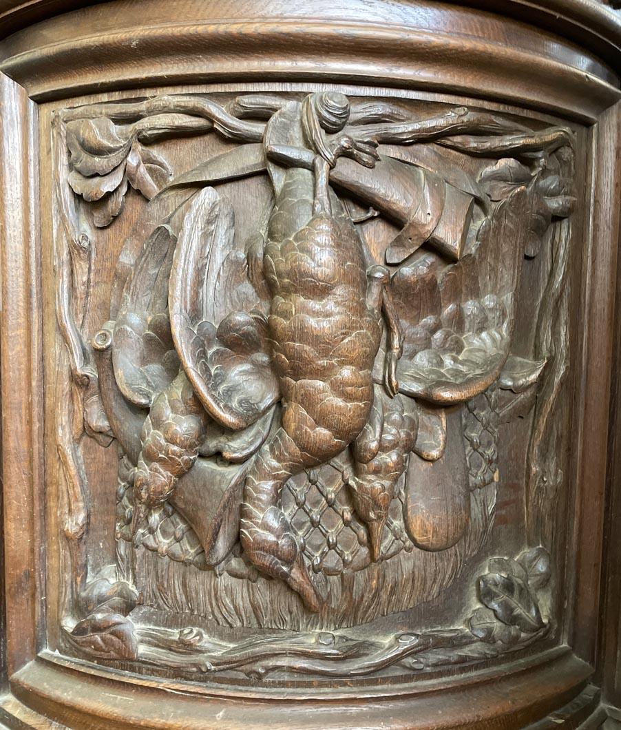Grande libreria in Oak stile Napoleone III - tema Four Seasons in vendita 1