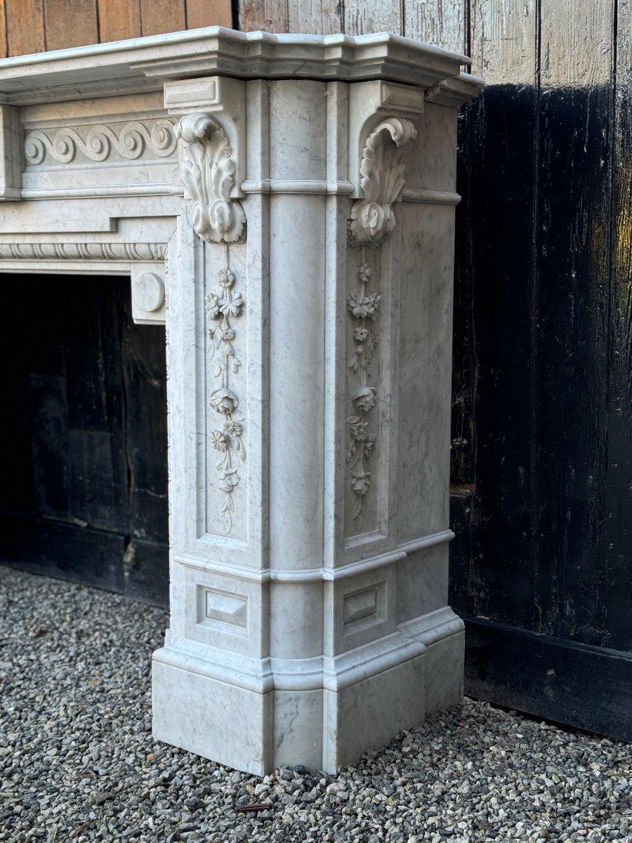 Grande cheminée en marbre blanc de Carrare Napoléon III vers 1880 2
