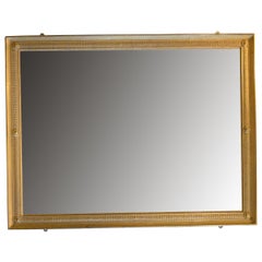 Grande specchio da parete antico in legno dorato dello Impero napoleonico, 122x158 cm