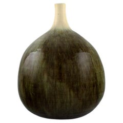 Large narrow neck Accolay vase in glazed stoneware. 1960s