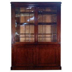 Antique Large Narrow, Thin Georgian 18th Century Mahogany Glazed Bookcase Library