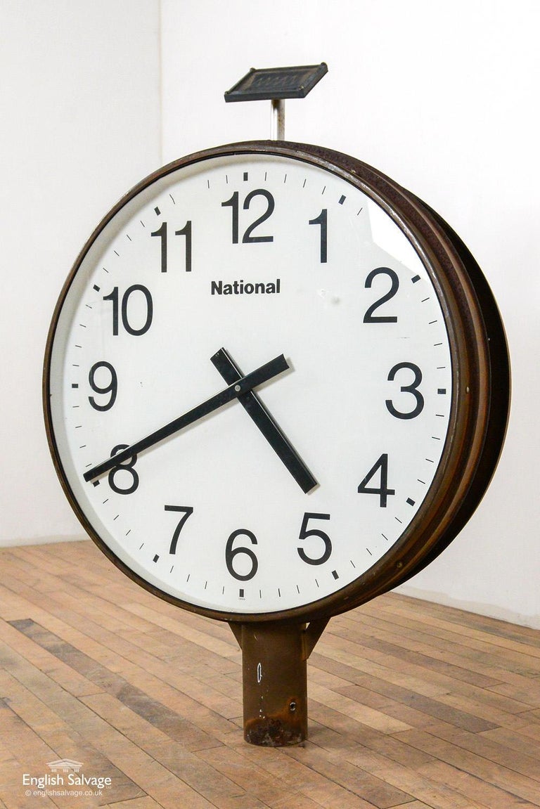Large National Double Sided Industrial Clock, 20th Century For Sale at 1stDibs industrial
