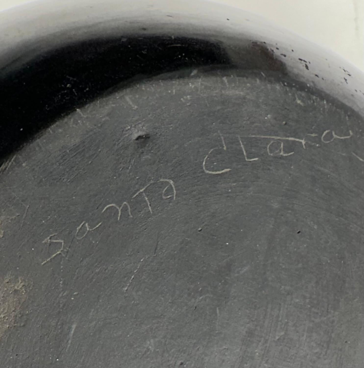 Large Native American Vintage Santa Clara Pueblo Blackware Bowl 7