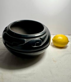 Large Native American Vintage Santa Clara Pueblo Blackware Bowl