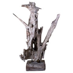 Grande sculpture abstraite en bois flotté naturel