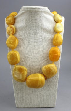 Large Natural Baltic White Amber Necklace