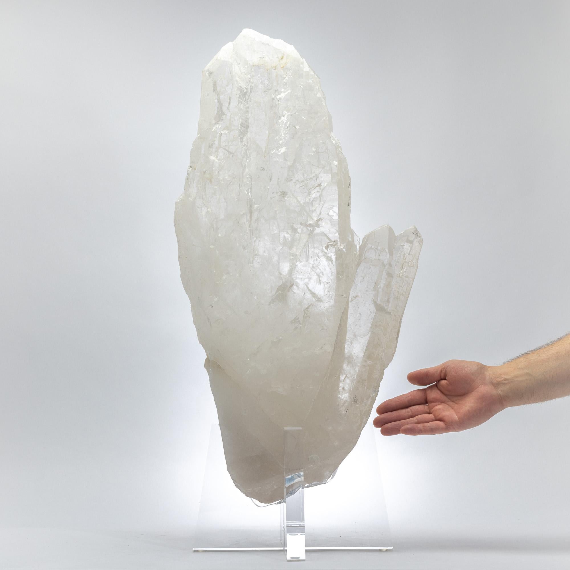 Large Natural Brazilian Quartz Point Mounted on Custom Acrylic Base For Sale 1