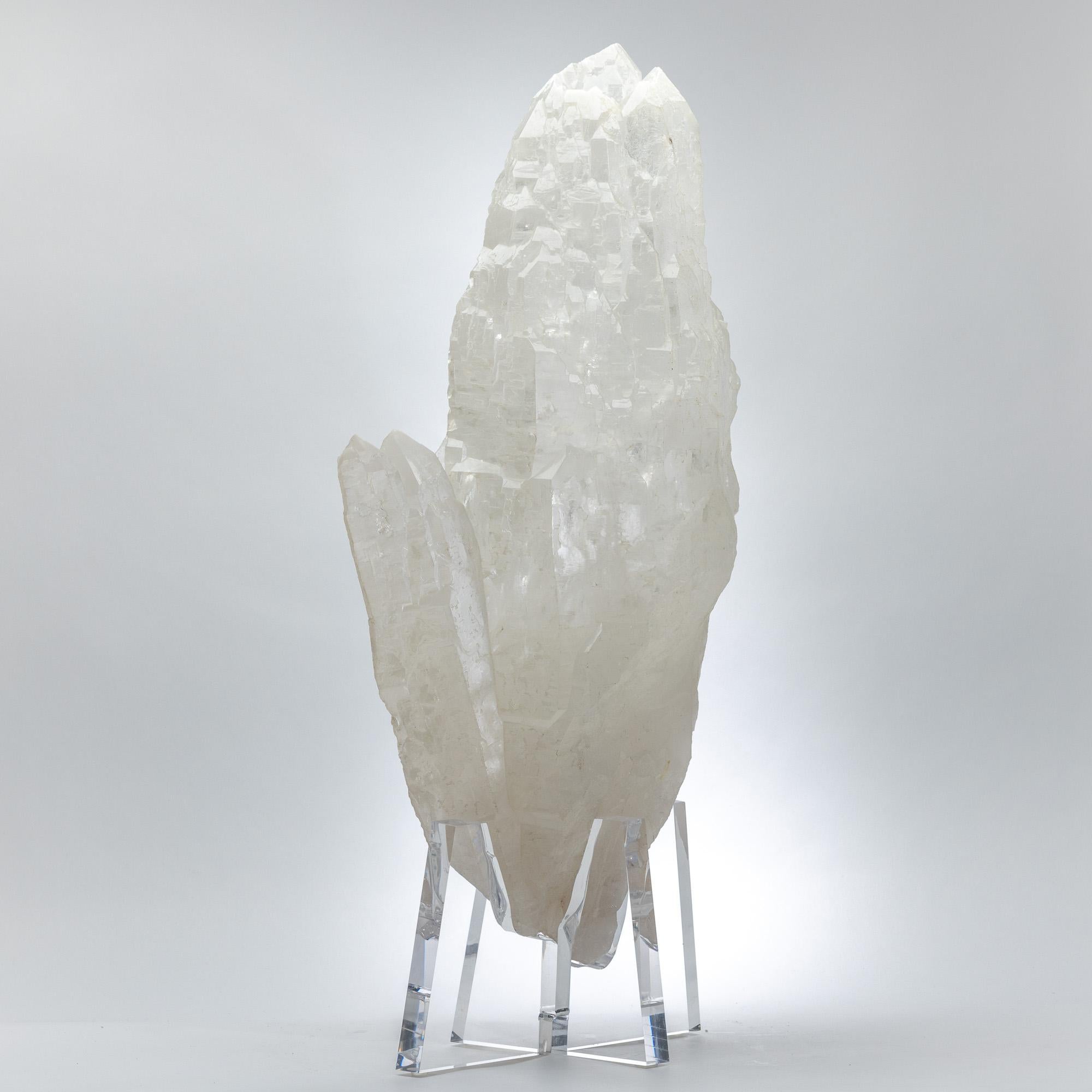 Large Natural Brazilian Quartz Point Mounted on Custom Acrylic Base For Sale 2