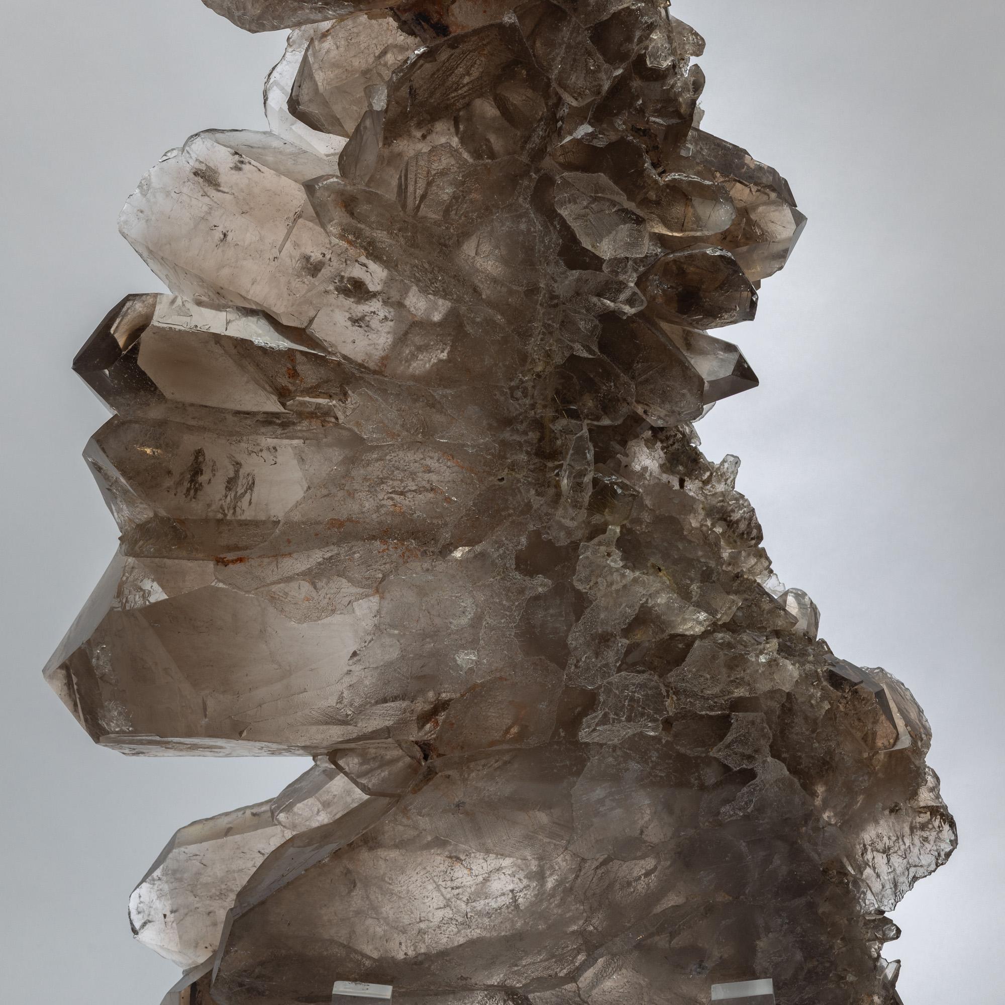 Contemporary Large Natural Brazilian Smoky Quartz Mounted on Custom Acrylic Base For Sale
