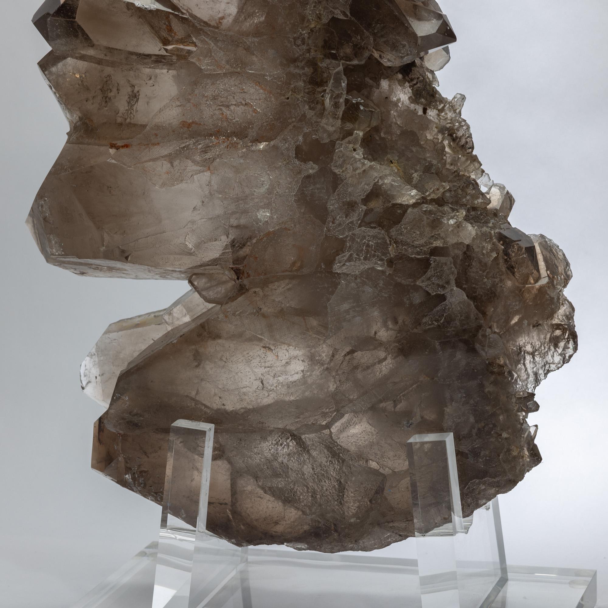 Large Natural Brazilian Smoky Quartz Mounted on Custom Acrylic Base For Sale 1