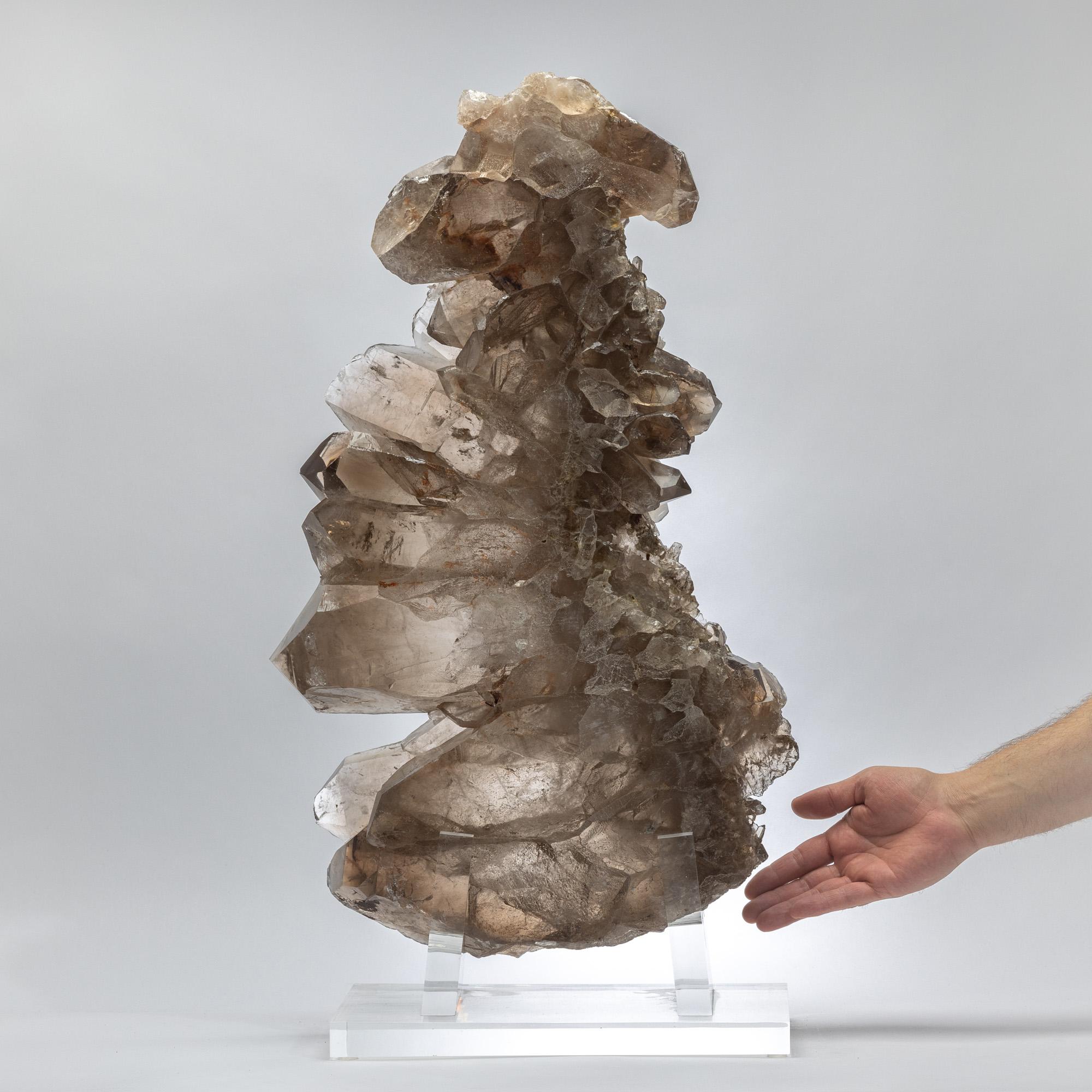Large Natural Brazilian Smoky Quartz Mounted on Custom Acrylic Base For Sale 2
