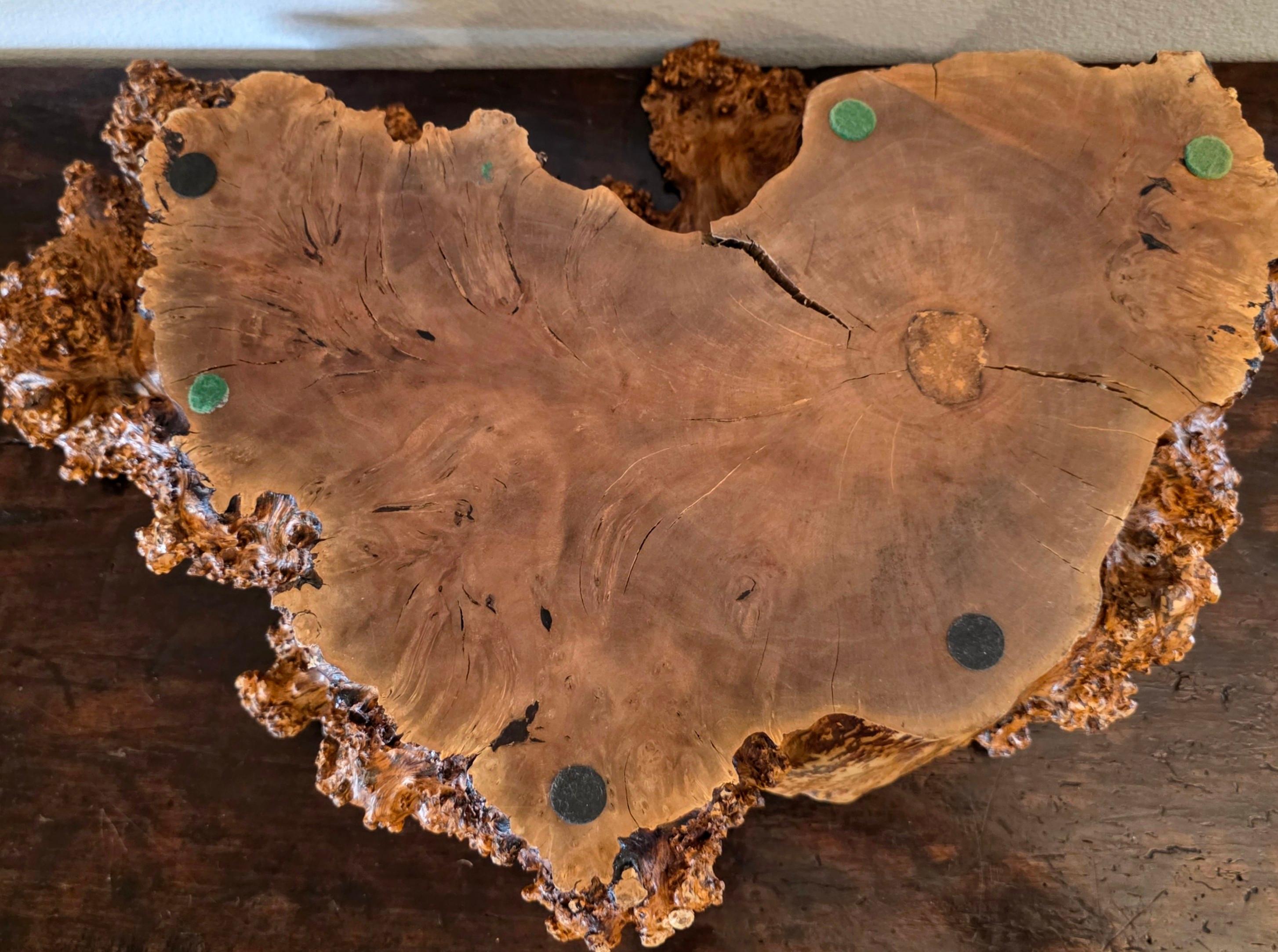 Large Natural Burl Wood Live Edge Carved Bowl Organic Centerpiece Sculpture in vendita 5