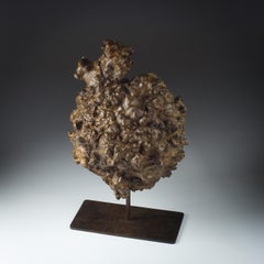 Large Burl Wood Sculpture on Metal Stand, Mid-20th Century, England