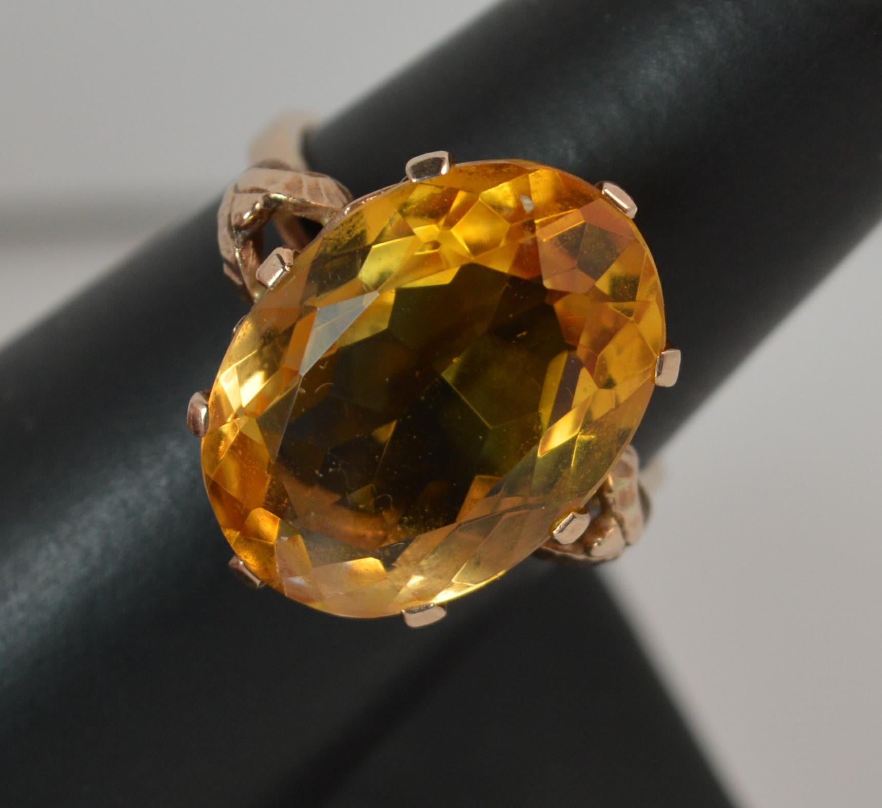 Large Natural Citrine and 9 Carat Rose Gold Statement Solitaire Ring 6