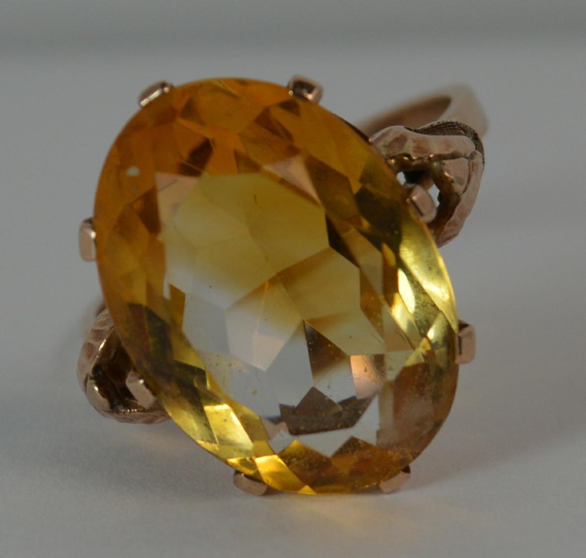 Large Natural Citrine and 9 Carat Rose Gold Statement Solitaire Ring 7