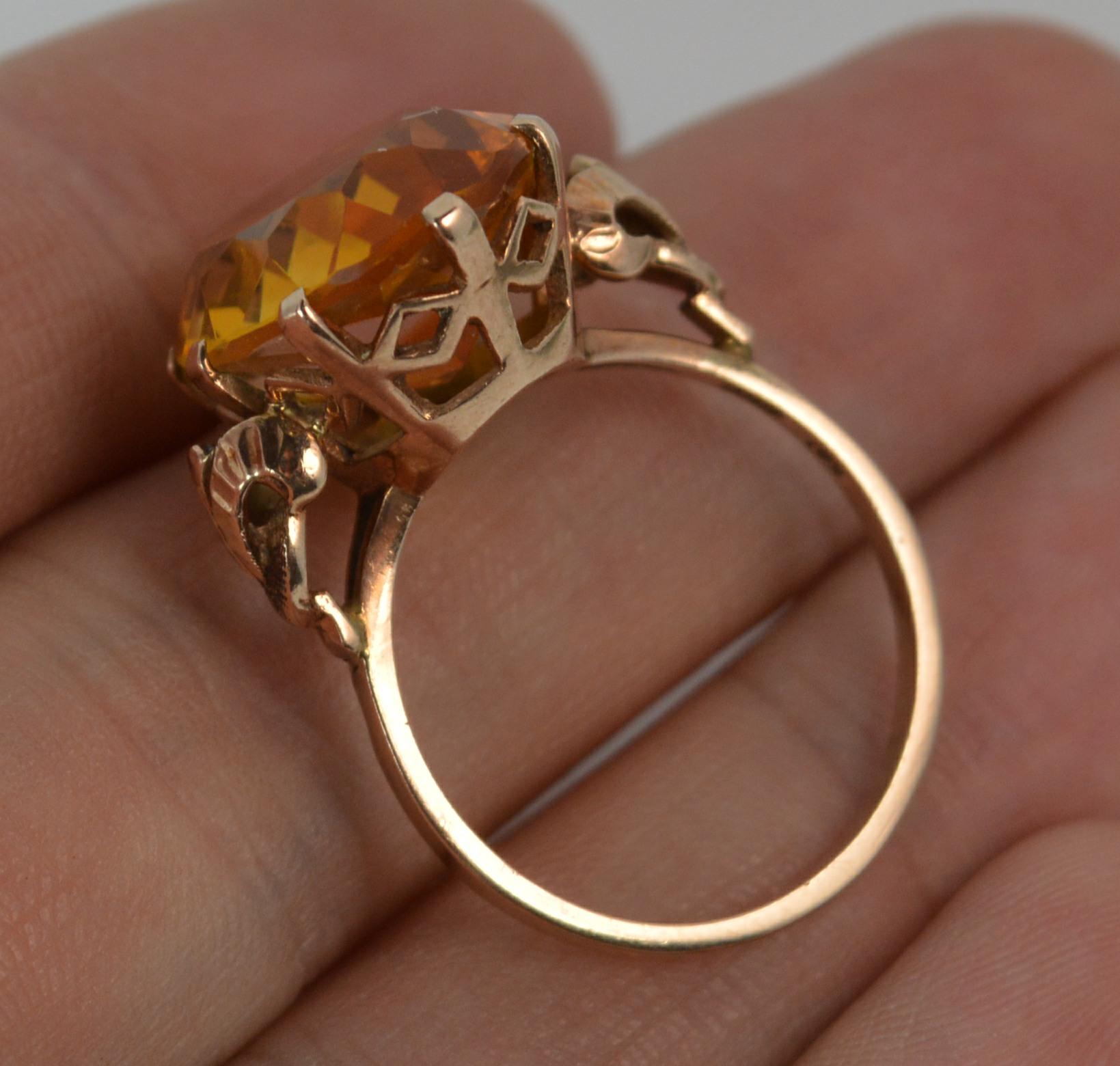 Large Natural Citrine and 9 Carat Rose Gold Statement Solitaire Ring In Good Condition In St Helens, GB
