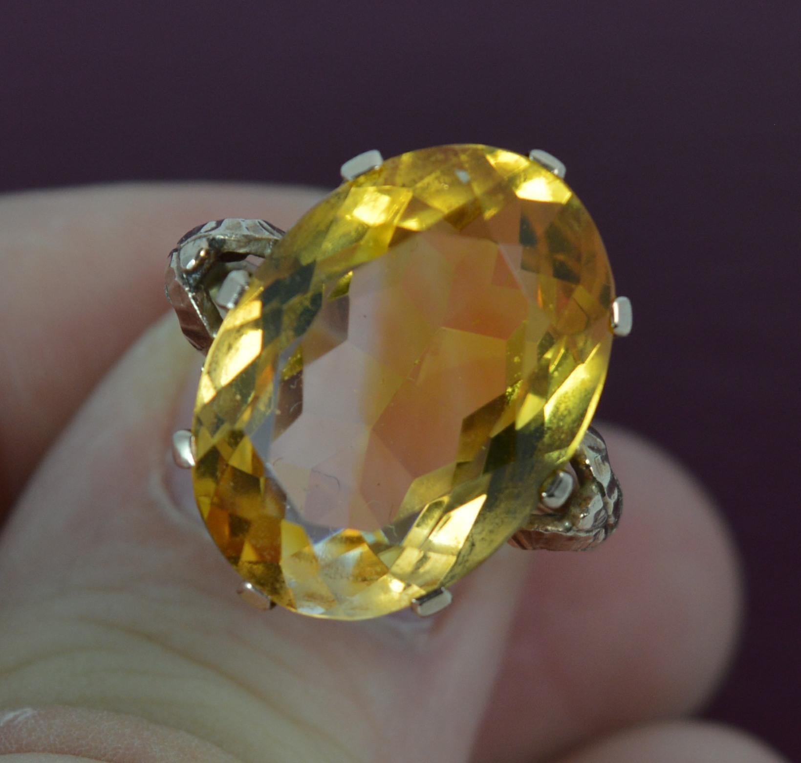 Large Natural Citrine and 9 Carat Rose Gold Statement Solitaire Ring 1