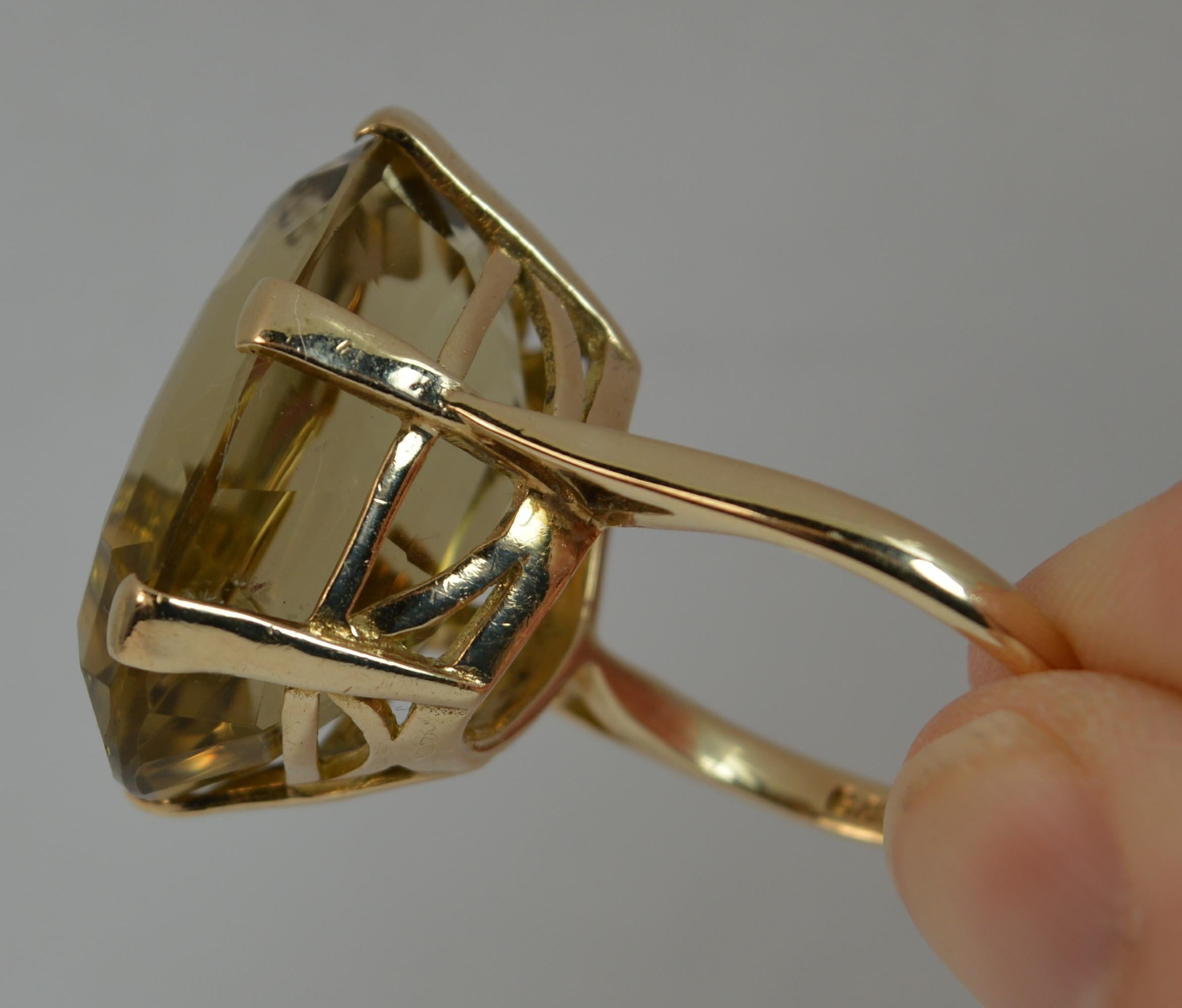 Large Natural Citrine and 9 Carat Gold Solitaire Cocktail Ring In Excellent Condition In St Helens, GB