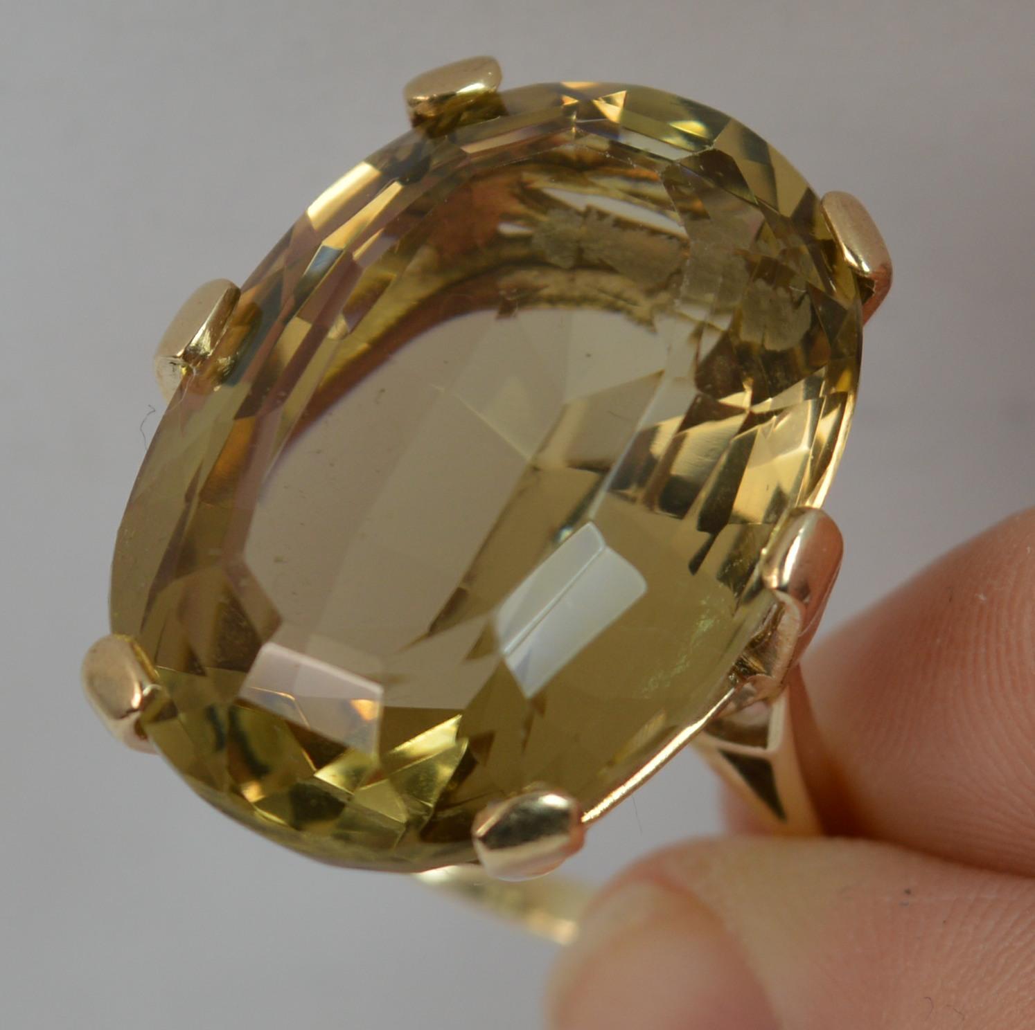 Women's Large Natural Citrine and 9 Carat Gold Solitaire Cocktail Ring
