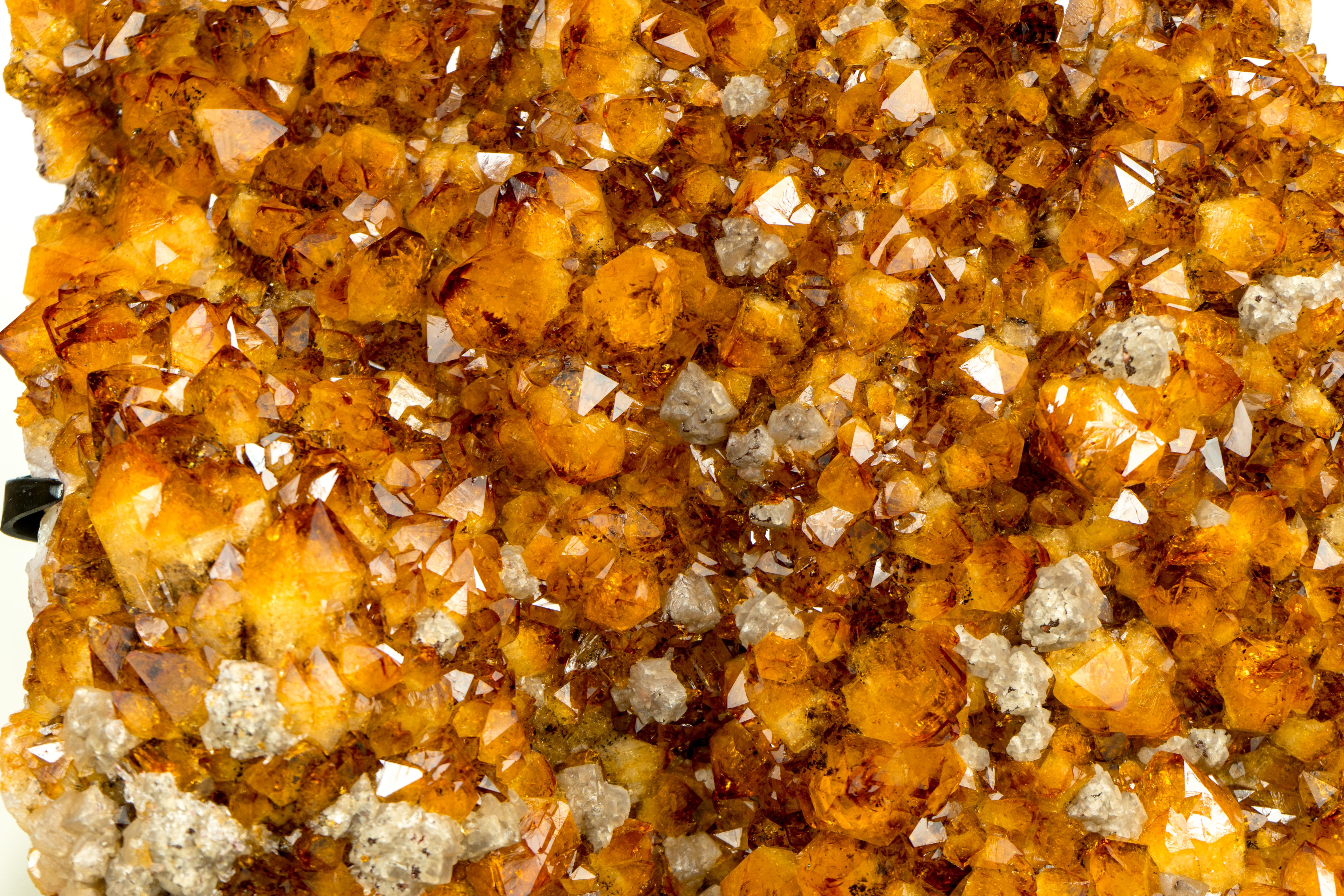 Large Natural Citrine Cluster, High-Grade Orange Druzy with Goethite and Calcite In New Condition For Sale In Ametista Do Sul, BR