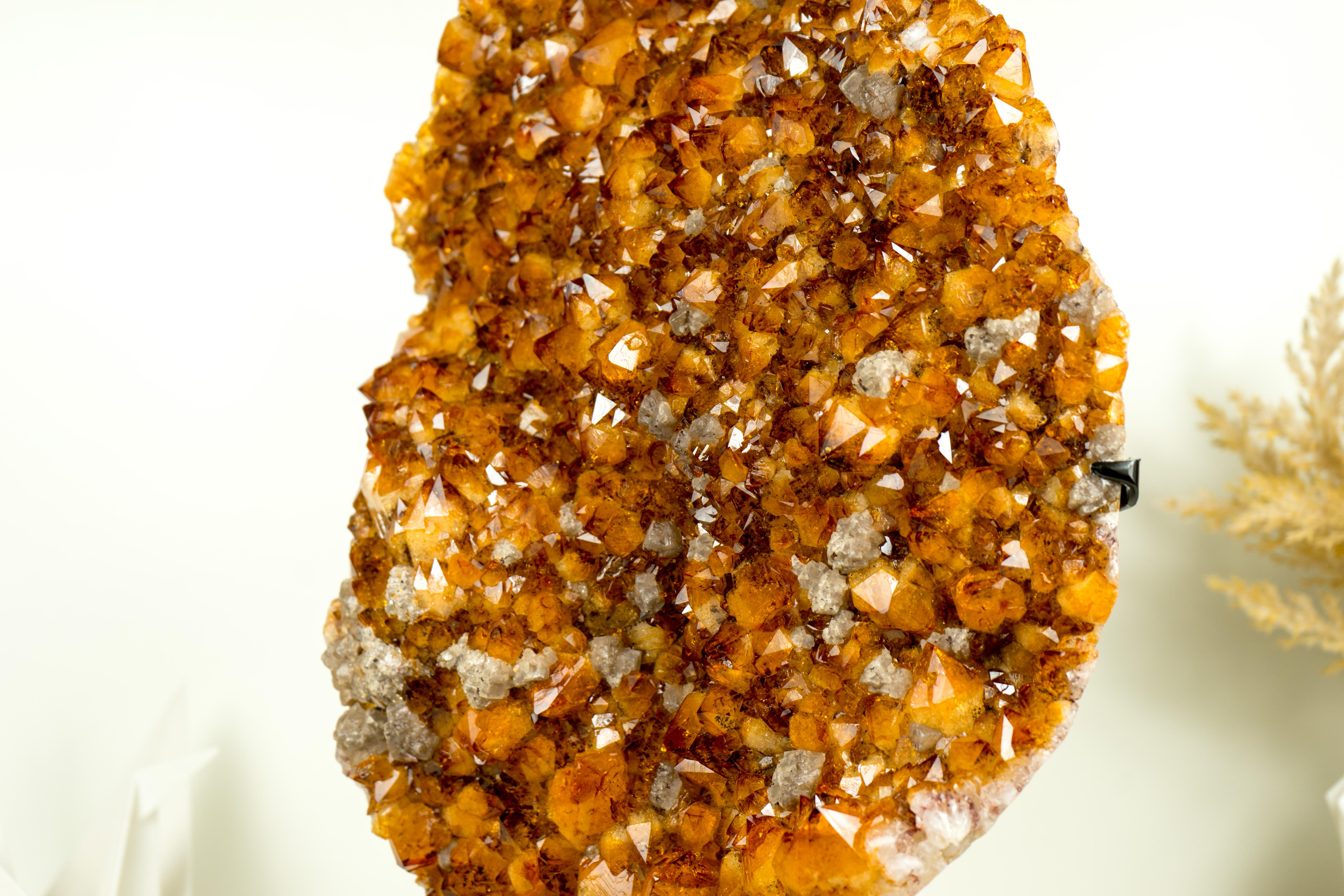 Large Natural Citrine Cluster, High-Grade Orange Druzy with Goethite and Calcite For Sale 1