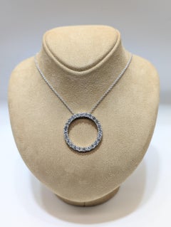 Large Natural Diamond Circle Pendant, Circle of Love Pendant in White Gold