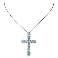 Large Natural Diamond Cross Pendant Necklace 4.30 carat total weight in Platinum