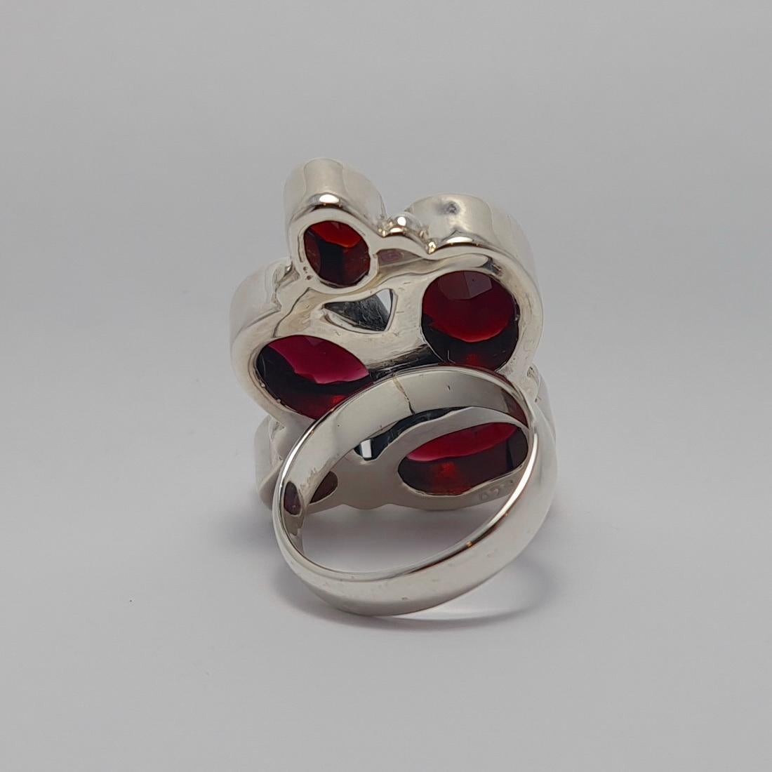 Large Natural Garnet Ring 925 Sterling Silver 1