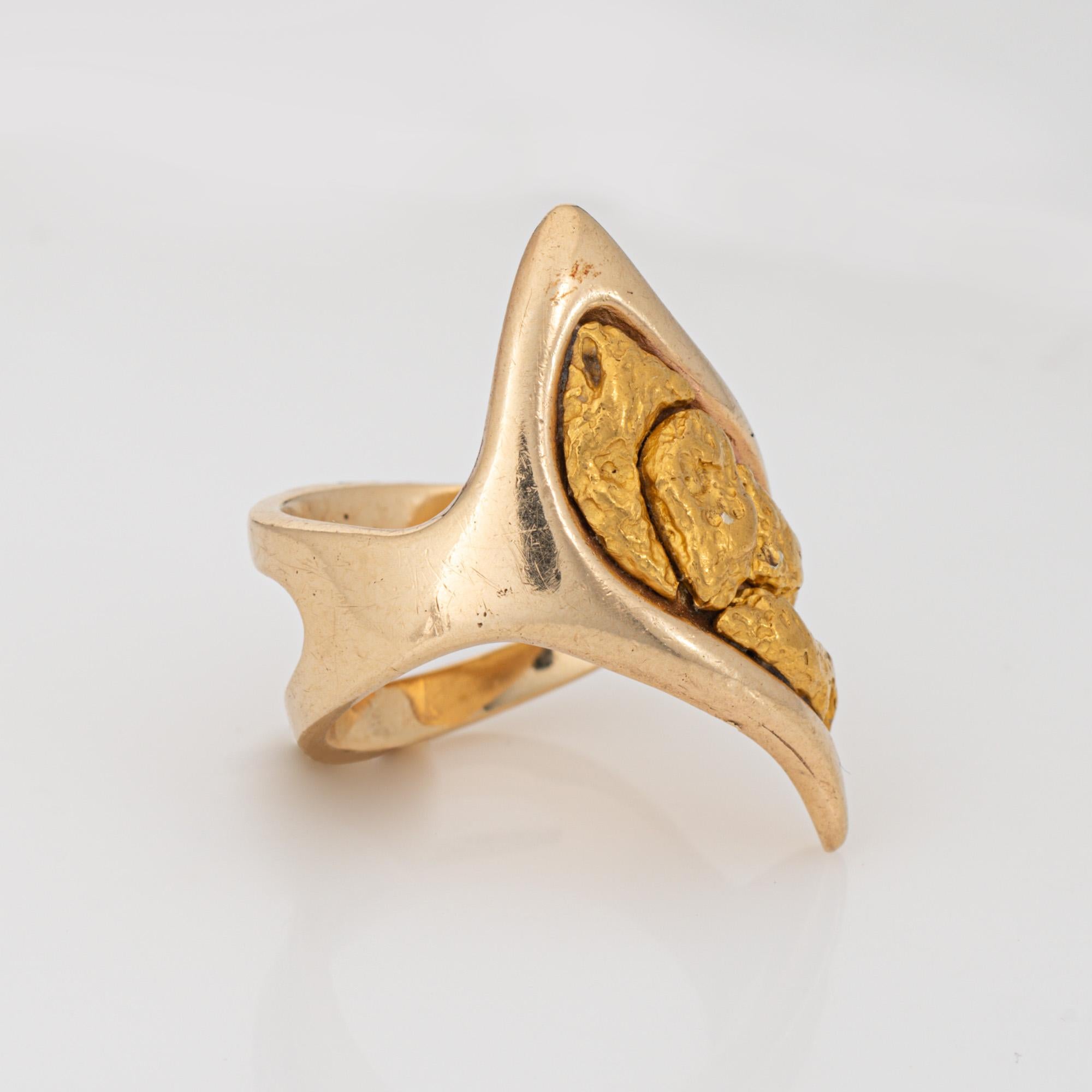 Contemporary Large Natural Gold Nugget Ring Sz 8 14k Yellow Gold Estate Fine Jewelry 22k 24k For Sale