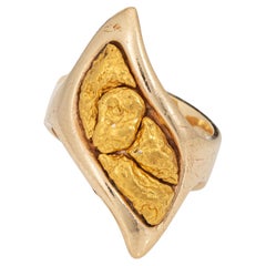 Large Natural Gold Nugget Ring Sz 8 14k Yellow Gold Estate Fine Jewelry 22k 24k